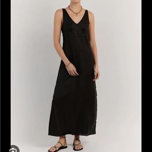 DISSH TULLY BLACK LINEN MIDI DRESS